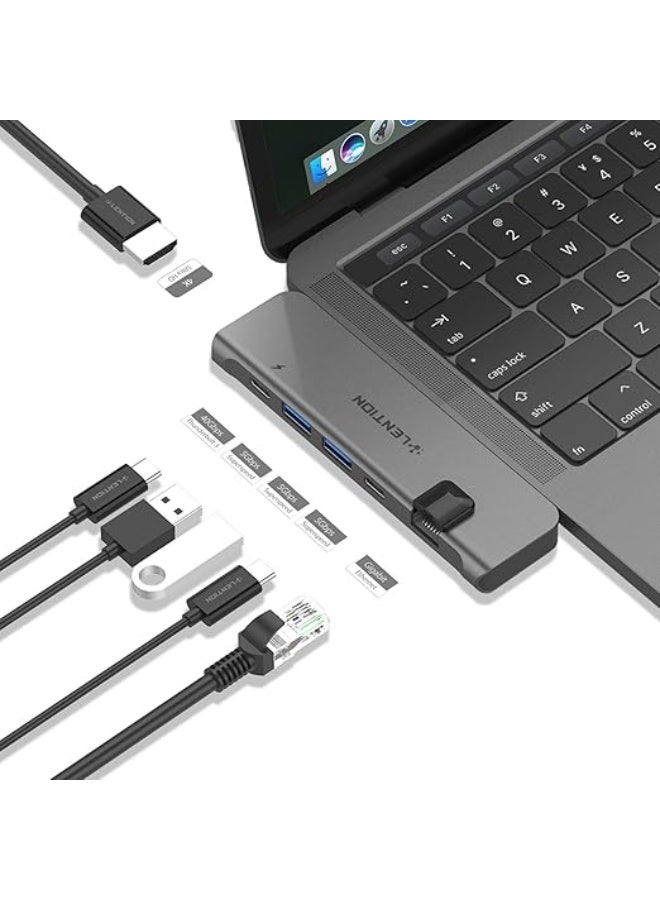 Lention LENTION USB C Portable Hub with 100W Power Delivery, 40Gbps USB C Data Adapter, 4K HDMI, 2 USB 3.0, SD/Micro SD Card Reader Compatible 2016-2023 MacBook Pro 13/15/16, New Mac Air (CB-CS63, Silver)  - Image 1