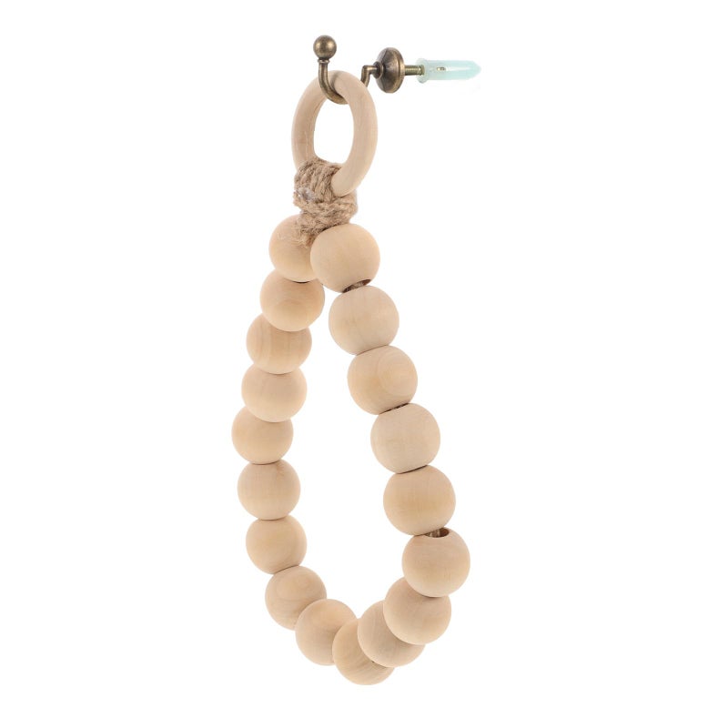 Wooden Beads Wall Mounted Towel Holder Ring 20cm Diameter Natural Wood Farmhouse Decor - Image 2