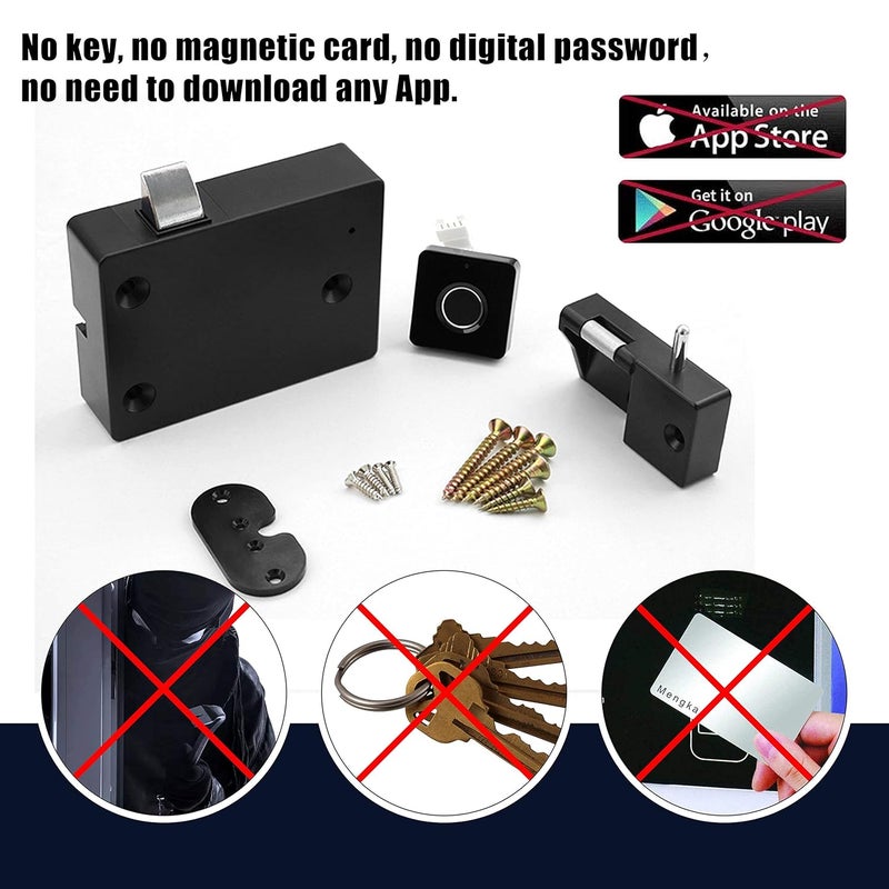 CODACE قفل درج خزانة بيومتري ذكي للأطفال من CODACE بدون مفتاح وبدون بطاقة RFID بتشطيب مصقول أسود - Image 5