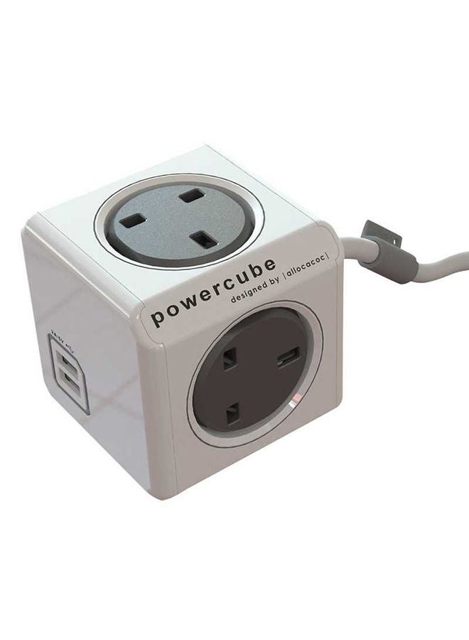NIBEMINENT PowerCube Extended Power Adapter With Dual USB Port Grey/White - Image 1
