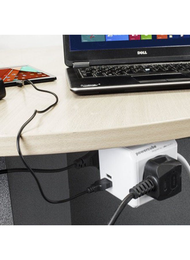 NIBEMINENT PowerCube Extended Power Adapter With Dual USB Port Grey/White - Image 5