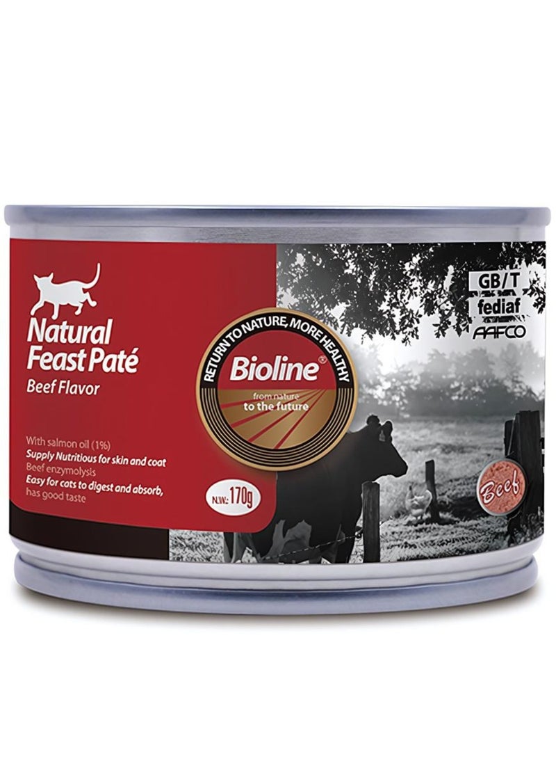 Bioline Natural Feast Pate Cat Can Beef Recipe 170g