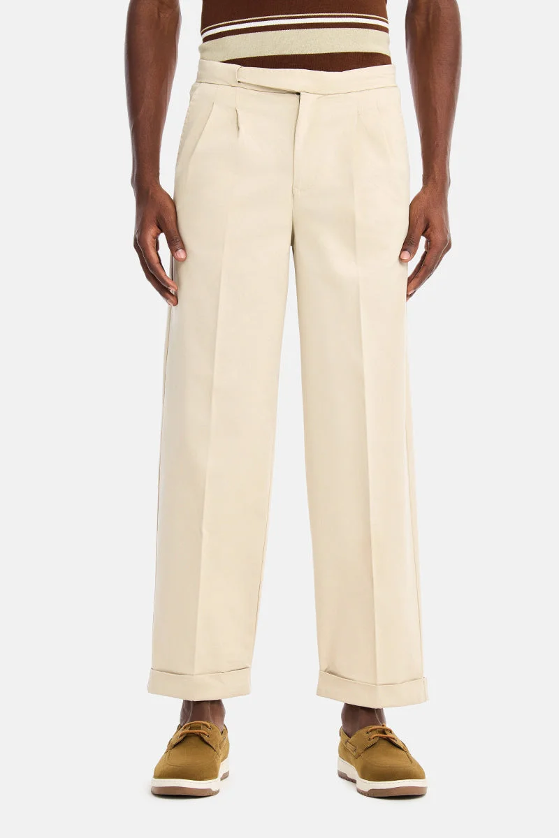 SNITCH Beige Beige Solid Relaxed Casual Chinos for Men | Best Price UAE