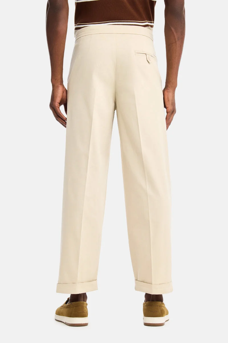 SNITCH Beige Beige Solid Relaxed Casual Chinos for Men | Best Price UAE