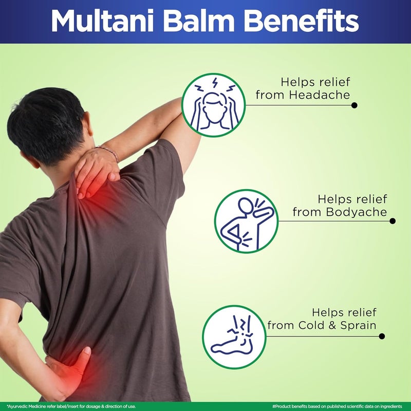 Multani Triple Action Balm | Multi-Propose Pain Relief Balm | Relief From Cold, Bodyache & Headache | 20gm - Image 4