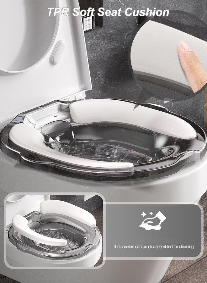 Hanayo حمامات Sitz لمقعد المرحاض بيديت حمامات Sitz للعناية بعد الولادة للنساء الحوامل بيديت شفاف للبالغين والأطفال بيديت سفر حوض نقع (رمادي) - Image 3