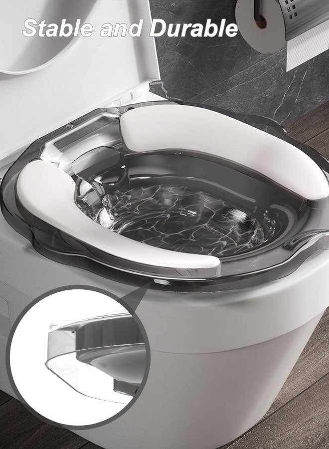 Hanayo حمامات Sitz لمقعد المرحاض بيديت حمامات Sitz للعناية بعد الولادة للنساء الحوامل بيديت شفاف للبالغين والأطفال بيديت سفر حوض نقع (رمادي) - Image 5