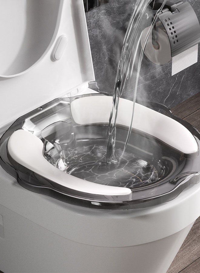 Hanayo حمامات Sitz لمقعد المرحاض بيديت حمامات Sitz للعناية بعد الولادة للنساء الحوامل بيديت شفاف للبالغين والأطفال بيديت سفر حوض نقع (رمادي) - Image 2