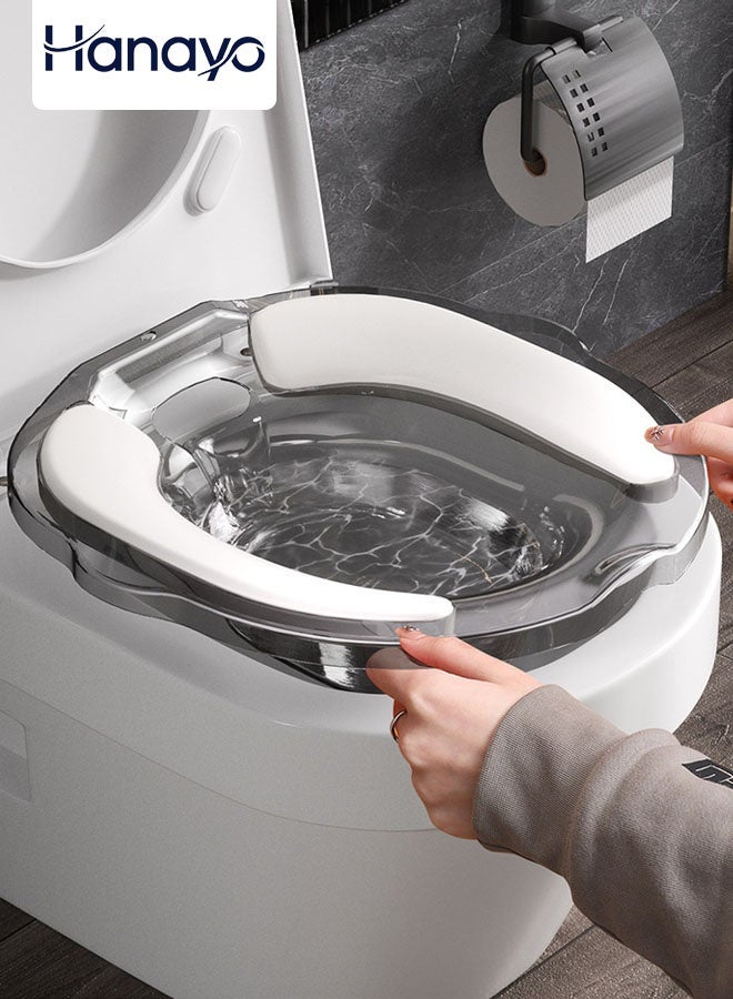 Hanayo حمامات Sitz لمقعد المرحاض بيديت حمامات Sitz للعناية بعد الولادة للنساء الحوامل بيديت شفاف للبالغين والأطفال بيديت سفر حوض نقع (رمادي) - Image 1