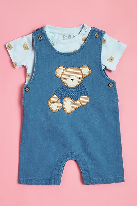 أر أند بي Printed T-Shirt and Dungaree Set