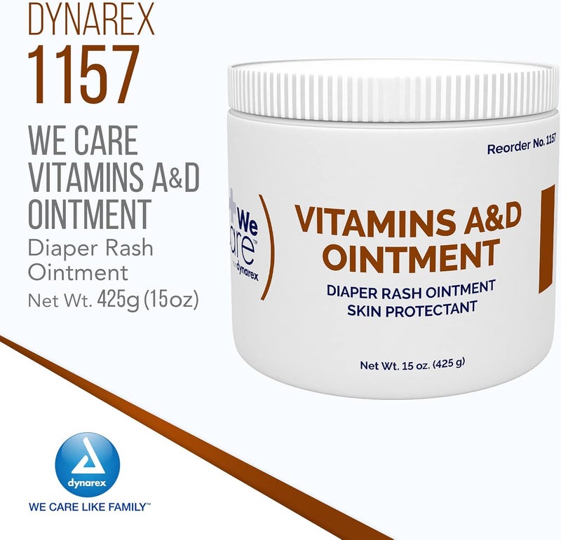 Dynarex Vitamins A & D Ointment, Ointment with Vitamin A and Vitamin D Skin Protectant, for Diaper Rash and Discomfort, White, 15 oz Jar - Image 2