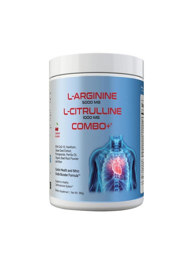 Cardio 911 مشروب مزيج كومبو + L-أرجينين 5000 ملغ و L-سيترولين 1000 ملغ، نكهة الكرز، فيتامينات B12، C، D3، تورين، CoQ10، جذر الشمندر، 30 حصة، مكمل دعم أكسيد النيتريك وصحة القلب والأوعية الدموية - Image 1
