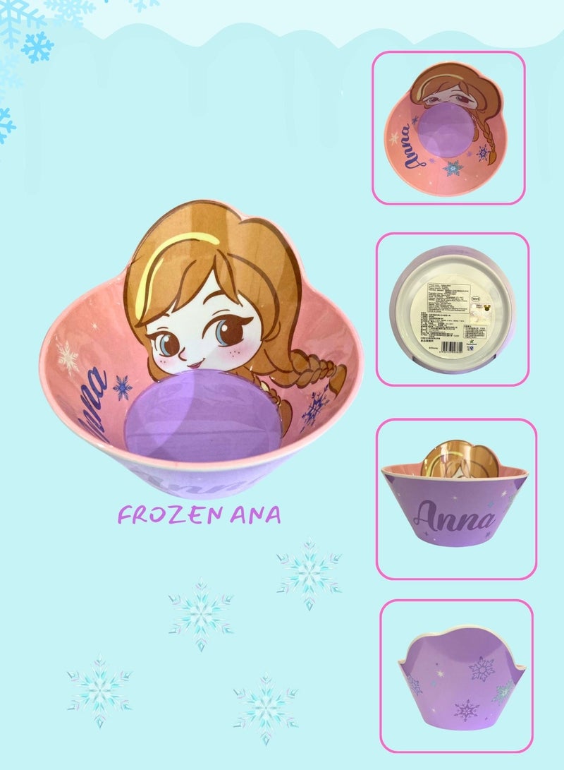 Disney 3Pcs Kids Dinnerware Set Melamine Feeding 3D Bowl,Cups & Spoon For Kids Age 2+ (ANA) - Image 2