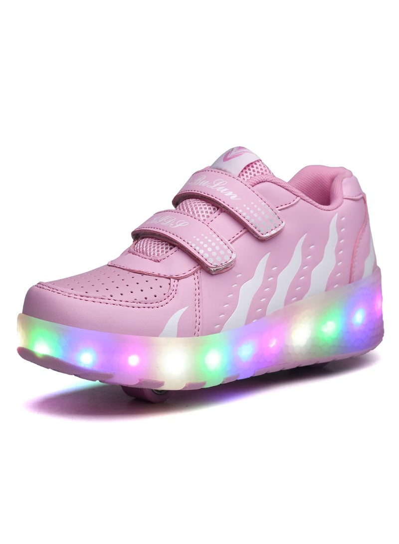 LED Light Up Roller Skates Wheel Shoes for Kids Pink - Image 1