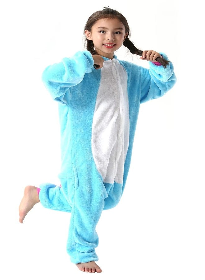 DarkCom Animal Onesie for Kids,Flannel Cosplay Blue Unicorn Halloween Christmas Costume Parent-Child Sleepwear for Girls Boys 8-9 Years - Image 3