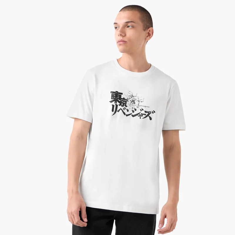 Splash FAV Anime Print T-shirt with Crew Neck