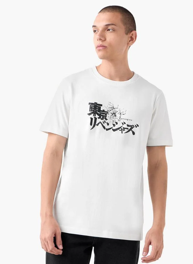 Splash FAV Anime Print T-shirt with Crew Neck