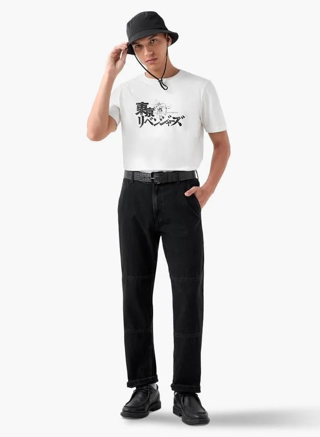 Splash FAV Anime Print T-shirt with Crew Neck