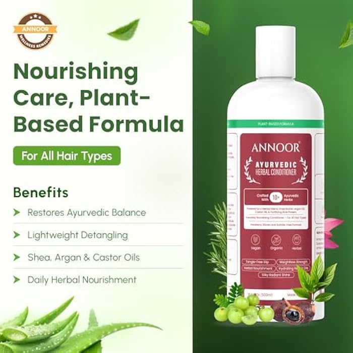 Ayuverdic Herbal Conditioner 16.9 Fl Oz | Plant-Based | Paraben and Sulfate-Free | With Shea Butter, Argan Oil, Castor Oil, Rice Protein and 10+ Herbs | Shine, Volume and Strength - Image 2