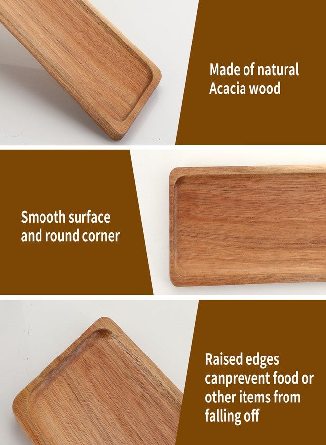 Axigundaone 4 Pcs Acacia Wood Serving Trays, Rectangular Wooden Serving Platters, Wood Charcuterie Boards for Home Decoration, Food (11.4 x 4.2 Inch - Image 5
