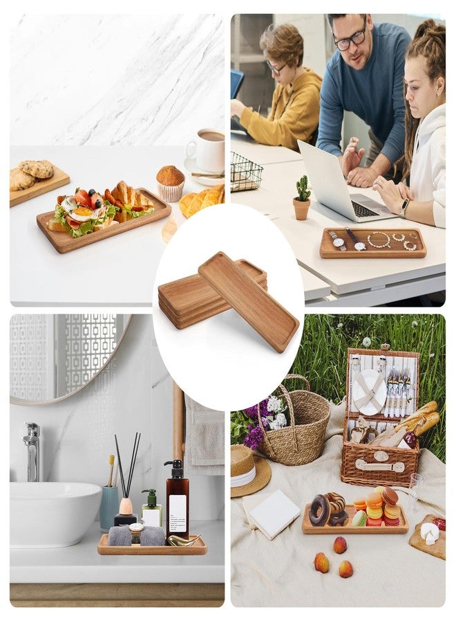 Axigundaone 4 Pcs Acacia Wood Serving Trays, Rectangular Wooden Serving Platters, Wood Charcuterie Boards for Home Decoration, Food (11.4 x 4.2 Inch - Image 4