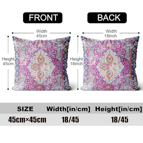 ZSYTZL Boho Throw Pillow Covers 18x18 inch Set of 2,Soft Pillowcases Bohemia Carpet Printing Pattern Decorative Sofa Living Room Bed Square Pillow Case Cushion Cover-Purple - Image 2