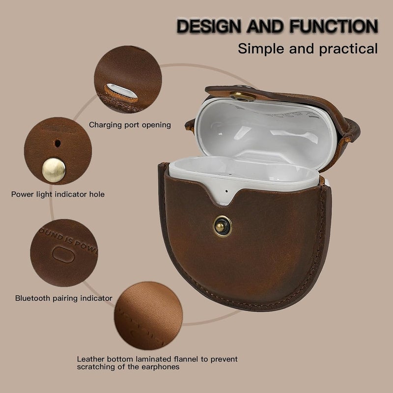 Geekria for Bose QuietComfort Ultra Case (2023) & for Bose QuietComfort Earbuds II (2022),Bluetooth Earphone Protective Cover Genuine Leather Earphone Case (Retro Coffee) - Image 4
