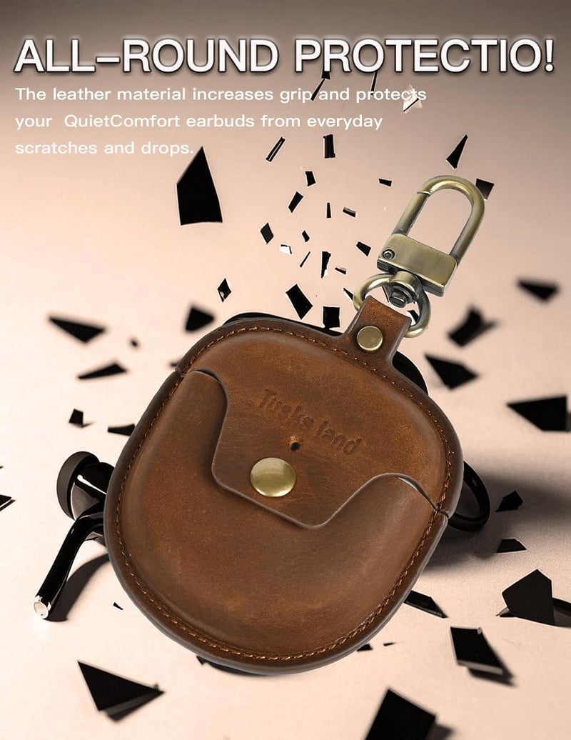 Geekria for Bose QuietComfort Ultra Case (2023) & for Bose QuietComfort Earbuds II (2022),Bluetooth Earphone Protective Cover Genuine Leather Earphone Case (Retro Coffee) - Image 5