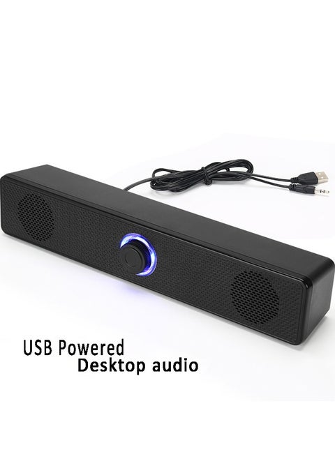 Computer Speakers, 2.0 Stereo USB Powered Wired Sound Bar, 3.5mm TV Auxiliary Connection, Auxiliary Connection for Desktops, Laptops, Computer Monitors, Cell Phones