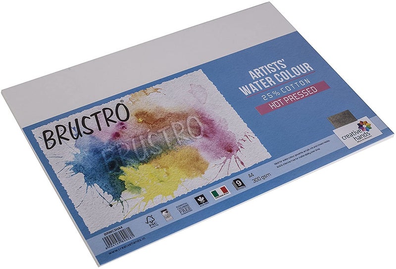 BRUSTRO Artists 25% Cotton Watercolour Paper,Hot Pressed, 300 GSM,Size A4, 9 Sheets | Ideal for Watercolor,Acrylic,Gouache,Charcoal,Graphite,Ink & Other Mixed Media - Image 5