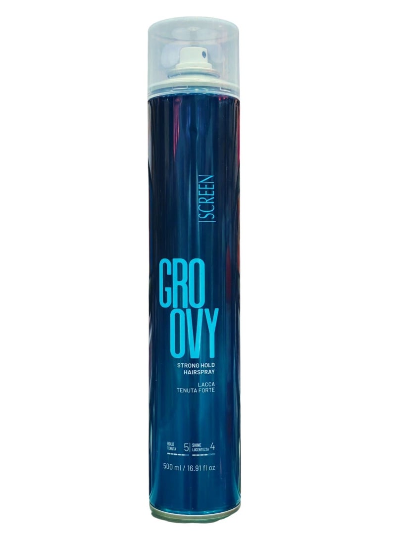 ISCREEN GROOVY Strong Hold Hairspray 500ml – Long Lasting Hair Styling Spray with Shine for All Hair TypesSuper Hard Hairspray 250 ml