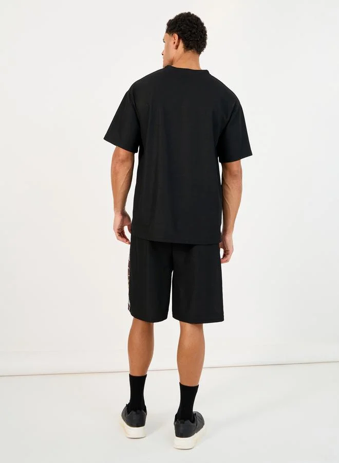 Styli Oversized Graphic Print T-Shirt & Shorts with Side Print Co-Ords