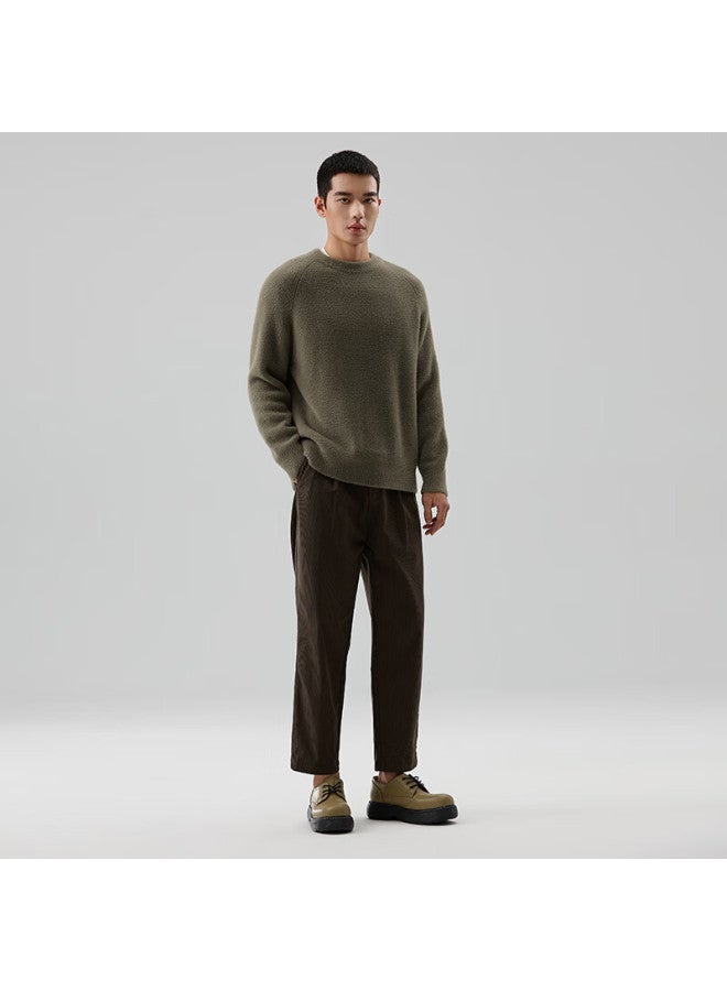 Markless Faux Mink Wool Sweater Men's Commuter Warm Autumn Winter Thickened Knitwear Crew Neck Base Shirt 4703 Camel M - Image 3