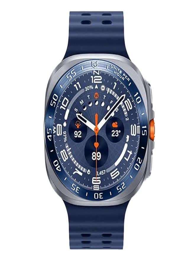 DEALELE Bezel Cover Compatible with Samsung Galaxy Watch Ultra 47mm (2025/2024), Time Scale Stainless Steel Metal Bezel Ring Adhesive Cover Anti Scratch Protector Accessory, Blue - Brushed - Image 3