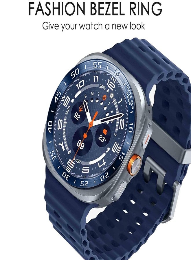 DEALELE Bezel Cover Compatible with Samsung Galaxy Watch Ultra 47mm (2025/2024), Time Scale Stainless Steel Metal Bezel Ring Adhesive Cover Anti Scratch Protector Accessory, Blue - Brushed - Image 2