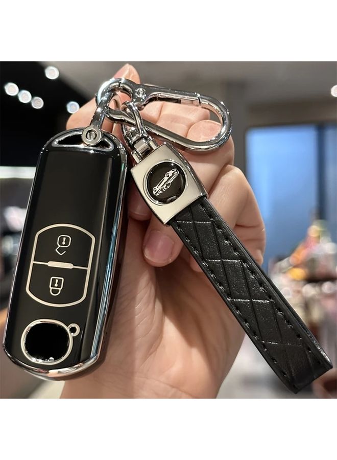 White TPU Car Key Fob Case Holder for Mazda With Elegant Design Protection - Image 1