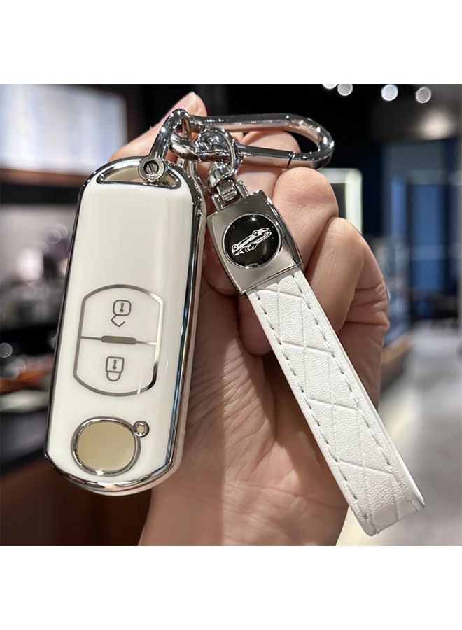 White TPU Car Key Fob Case Holder for Mazda With Elegant Design Protection - Image 3