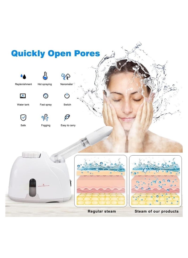Facial Steamer with 360 Degree Adjustable Extendable Long Arm, Unblocks Pores and Blackheads, Portable Steamer