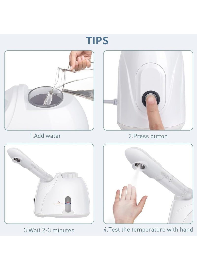 Facial Steamer with 360 Degree Adjustable Extendable Long Arm, Unblocks Pores and Blackheads, Portable Steamer