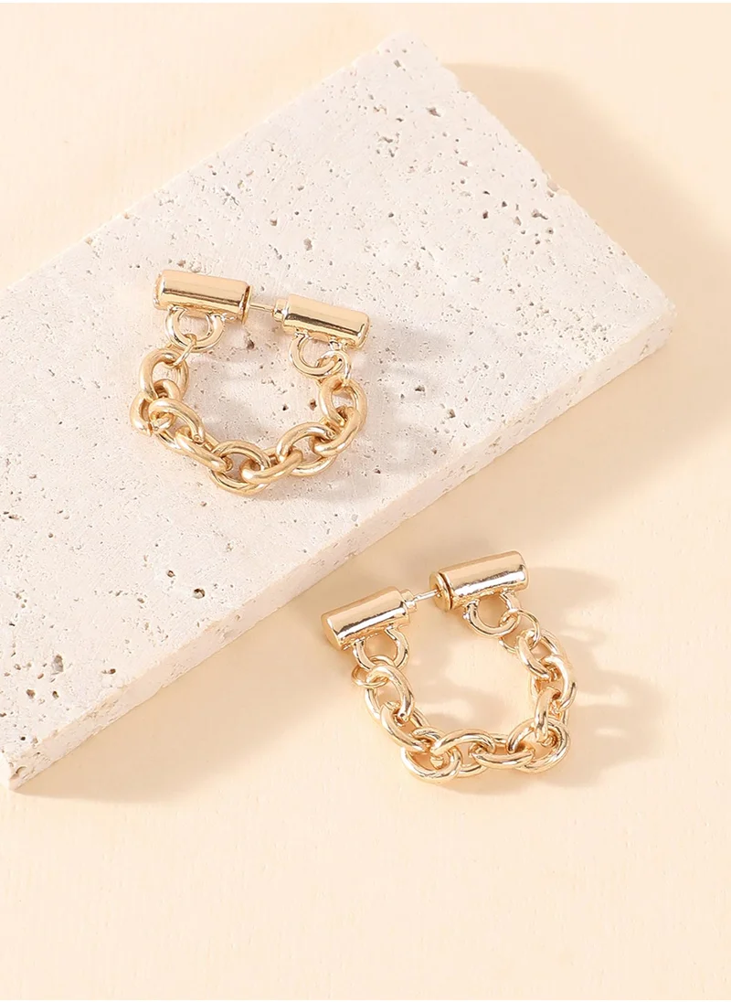 SOHI Contemporary Chain Bar Hoop Earrings