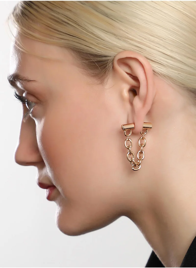 SOHI Contemporary Chain Bar Hoop Earrings