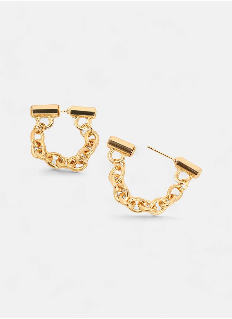 SOHI Contemporary Chain Bar Hoop Earrings