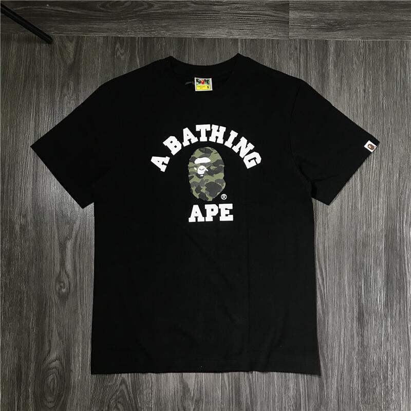 Japanese Trendy Brand Bape Classic Camouflage Ape Head Letter Printed Loose Short-Sleeved T-Shirt For Men And Women Couple - Image 1
