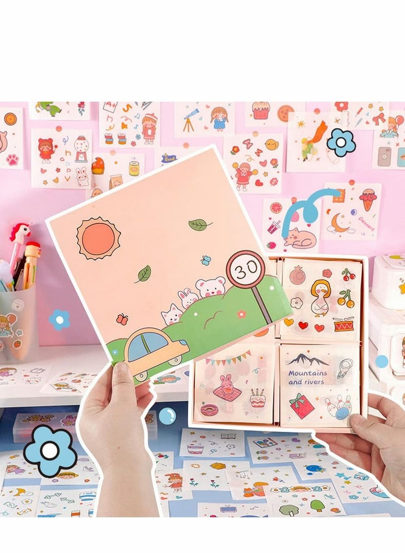SYOSI Kawaii Stickers Set - 100 Pcs Small Pieces Cute Cartoon Animal Cat Bear Duck Rabbit Scrapbook Sticker for Bullet Journaling Scrapbooking Album Planners Junk Notebook Decorative Kid DIY Arts Crafts - Image 1