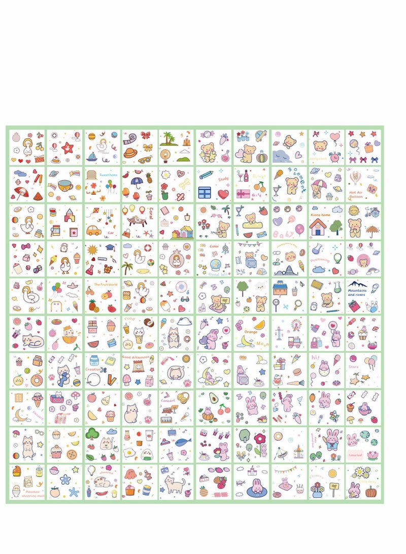 SYOSI Kawaii Stickers Set - 100 Pcs Small Pieces Cute Cartoon Animal Cat Bear Duck Rabbit Scrapbook Sticker for Bullet Journaling Scrapbooking Album Planners Junk Notebook Decorative Kid DIY Arts Crafts - Image 3