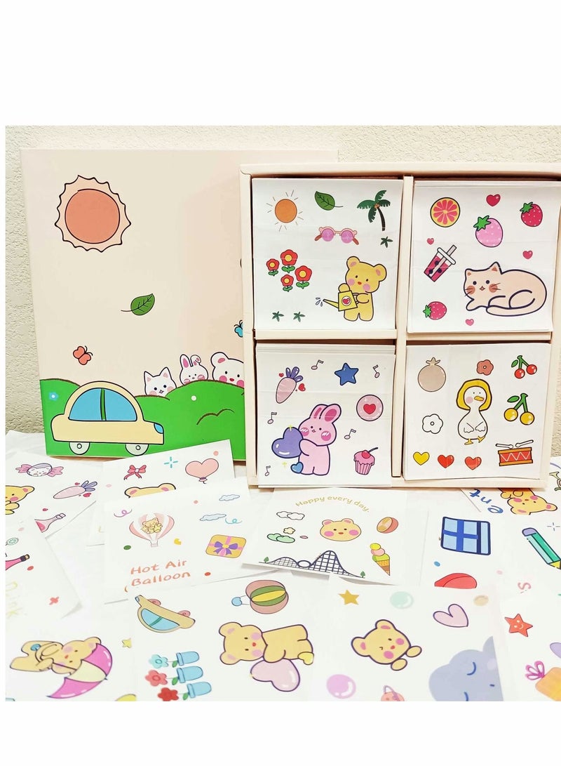 SYOSI Kawaii Stickers Set - 100 Pcs Small Pieces Cute Cartoon Animal Cat Bear Duck Rabbit Scrapbook Sticker for Bullet Journaling Scrapbooking Album Planners Junk Notebook Decorative Kid DIY Arts Crafts - Image 2