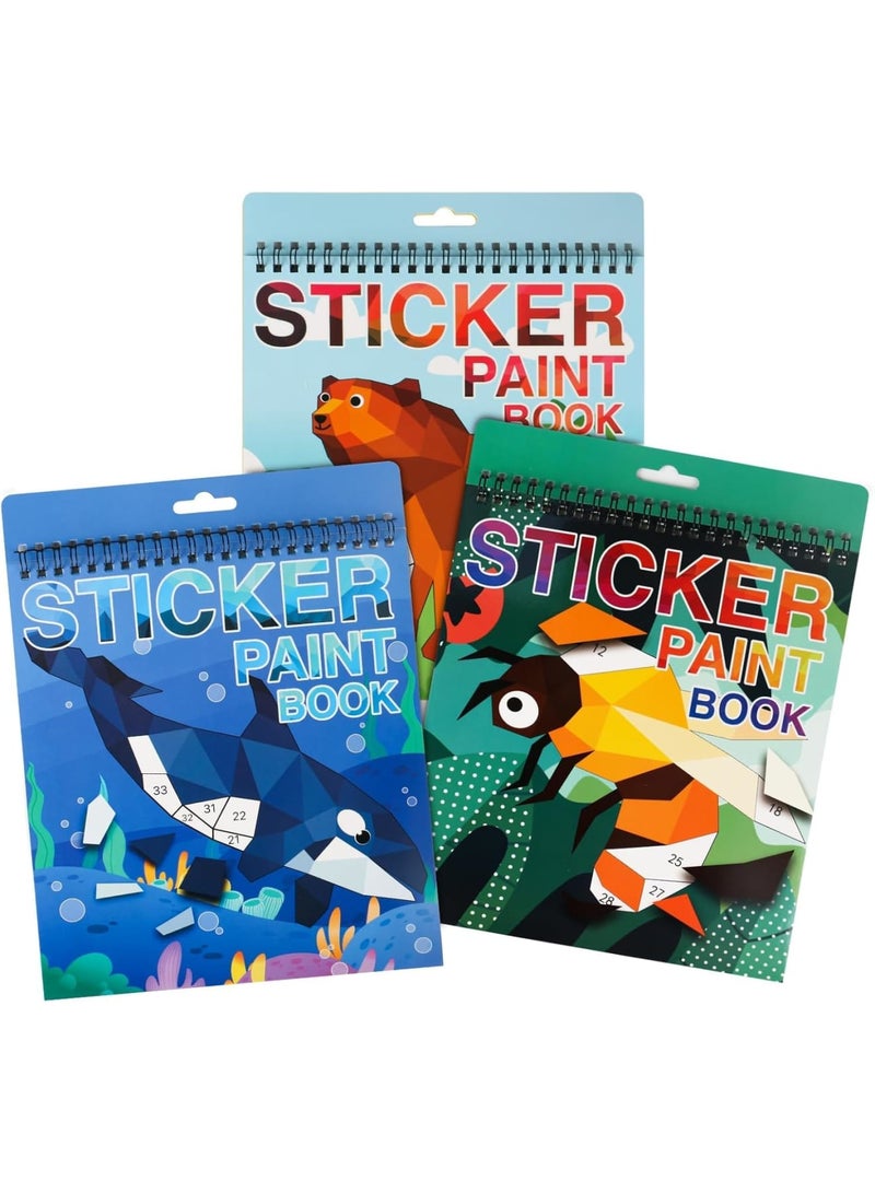 Luckam 3 Pcs Paint by Sticker Kids, Paint with Stickers Crafts for Kids Ages 4-8, Animal, Ocean & Insect Themes, Educational Travel Toy for Boys & Girls, Party Favors, Birthday Gifts - Image 1