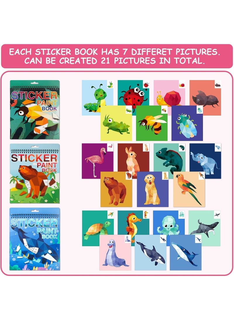 Luckam 3 Pcs Paint by Sticker Kids, Paint with Stickers Crafts for Kids Ages 4-8, Animal, Ocean & Insect Themes, Educational Travel Toy for Boys & Girls, Party Favors, Birthday Gifts - Image 2