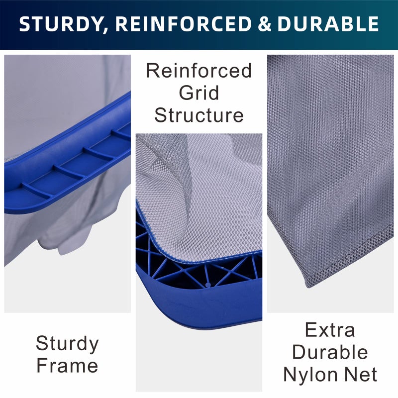 POOLAZA Pool Skimmer Net, Larger Capacity Pool Net Skimmer with Durable Deep Net, Sturdy Frame Pool Nets for Cleaning Effortlessly, High-Efficiency Pool Leaf Net with Easy Scoop Edges - Image 3