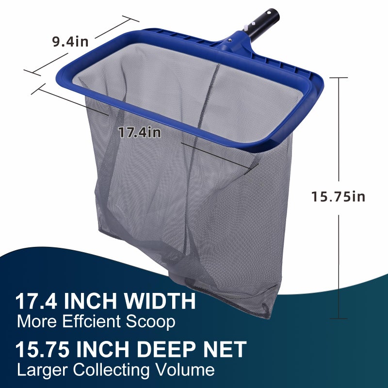 POOLAZA Pool Skimmer Net, Larger Capacity Pool Net Skimmer with Durable Deep Net, Sturdy Frame Pool Nets for Cleaning Effortlessly, High-Efficiency Pool Leaf Net with Easy Scoop Edges - Image 5